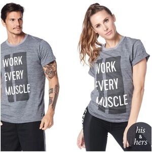 Zumba Fitness Strong Nation Work Out Shirt Unisex Grey Medium Dri Fit NwT